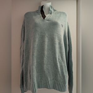 Chaps Men's Light Blue Sweater With Elbow Patches. L.
